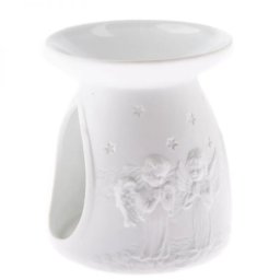 Angyalos porcelán aroma párologtató - 12x10,5 cm - fehér