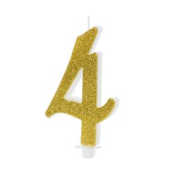 Tortagyertya, 4-es, arany glitteres, 7,5 cm