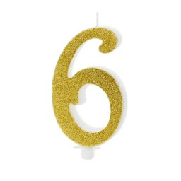 Tortagyertya, 6-os, arany glitteres, 7,5 cm