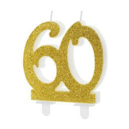 Tortagyertya, 60-as, arany glitteres, 7,5 cm