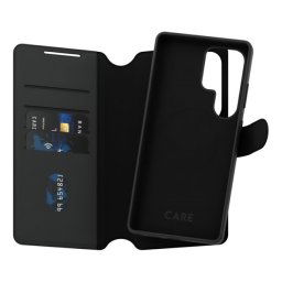 PANZERGLASS CARE TANGO TWO-IN-ONE tok álló, bőr hatású (FLIP, oldalra nyíló, wireless, kivehető telefonvédő) FEKETE Samsung Galaxy S25 Ultra (SM-S938)