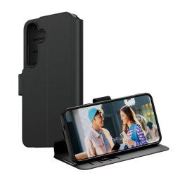 PANZERGLASS CARE WALLET tok álló, bőr hatású (FLIP, oldalra nyíló, asztali tartó, kameravédő) FEKETE Samsung Galaxy S25 (SM-S931)