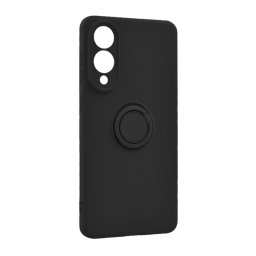 Szilikon telefonvédő (tartógyűrű, mikrofiber plüss belső, mágneses, kameravédő) FEKETE Samsung Galaxy S25 Edge (SM-S937)