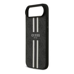 GUESS 4G PRINTED STRIPES szilikon telefonvédő (ütésállóság, bőr hatású hátlap, MagSafe) FEKETE Apple iPhone 17 Air