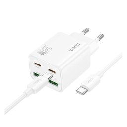 HOCO N55 hálózati töltő 2 USB+2 Type-C aljzat (20W, GaN, PD gyorstöltő 3.0 + Type-C kábel) FEHÉR