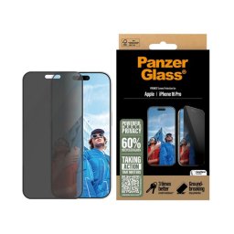 PANZERGLASS PRIVACY ULTRA-WIDE FIT képernyővédő üveg (3D, betekintés védelem + segédkeret) FEKETE Apple iPhone 16 Pro