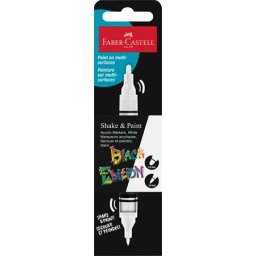 FABER-CASTELL Dekormarker, 1,0/3,0 mm, kétvégű, akril, FABER-CASTELL "Shake&Paint", fehér