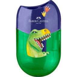 FABER-CASTELL Hegyező display, kétlyukú, tartályos, FABER-CASTELL, dinoszaurusz
