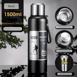Vákuum Szigetelt Rozsdamentes Acél termosz #Fekete 1500 Ml