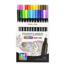 PENTEL Tűfilc készlet, 0,4 mm, PENTEL "Pointliner", 24 különböző szín