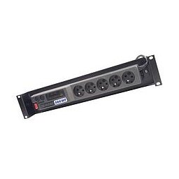 ACAR tápegység panel A-504, 3m, 5 pozíció, túláramvédelem, 19"-os rack, 19" rack