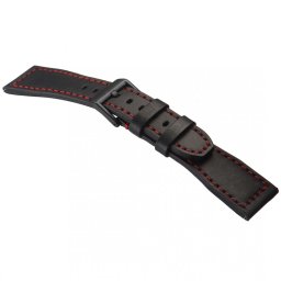 STAILER Premium Aviator bőr óraszíj, fekete/piros 20/18 L