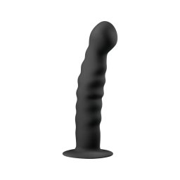 Easytoys Ribbed - tapadókorongos anál dildó (14cm) - fekete