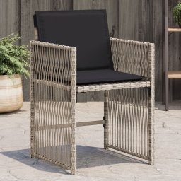 vidaXL 4 db világosszürke polyrattan kerti szék párnával