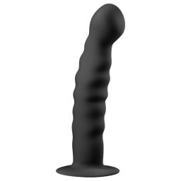 Easytoys Ribbed - tapadókorongos anál dildó (14 cm, fekete)
