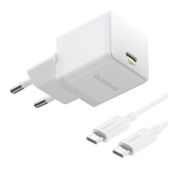 BASEUS PALM 1C hálózati töltő Type-C aljzat (20W, PD gyorstöltő 3.0 + Type-C kábel) FEHÉR