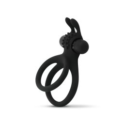 EasyToys Share Ring - vibrációs pénisz- és heregyűrű (fekete)