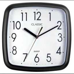 Classic szögletes falióra - fekete - zajmentes falióra - 24 cm