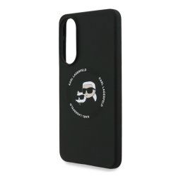 KARL LAGERFELD LIQUID SILICONE DOUBLE HEADS MAGSAFE szilikon telefonvédő (ütésállóság, MagSafe) FEKETE Samsung Galaxy S25 Edge (SM-S937)