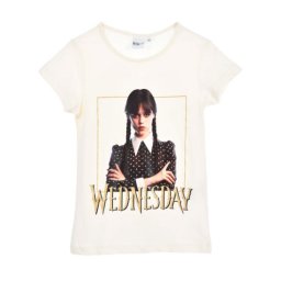 Wednesday Gloomy White gyerek rövid póló, felső 10 év / 140 cm
