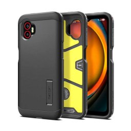 SPIGEN TOUGH ARMOR szilikon telefonvédő (ütésállóság, kitámasztó) FEKETE Samsung Galaxy Xcover 7 Pro (SM-G766)