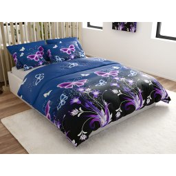 Mikroplüss ágyneműhuzat VIOLET BUTTERFLY sötétkék Ágyneműhuzat mérete: 70 x 90 cm | 140 x 220 cm
