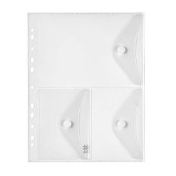 VIQUEL Irattartó tasak, A4, PP, patentos, 3 rekeszes, VIQUEL "Pockets", áttetsző