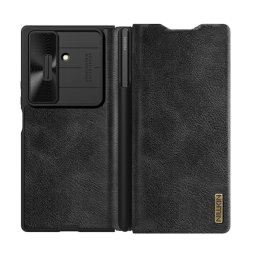 NILLKIN QIN PRO tok álló, bőr hatású (FLIP, oldalra nyíló, kártyazseb, kameravédő, érintő ceruza) FEKETE Samsung Galaxy Z Fold7 (SM-F966)