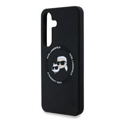 KARL LAGERFELD LIQUID SILICONE DOUBLE HEADS MAGSAFE szilikon telefonvédő (ütésállóság, MagSafe) FEKETE Samsung Galaxy S25 (SM-S931)