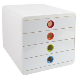 EXACOMPTA Irattároló, műanyag, 4 fiókos, EXACOMPTA "Pop-Box", fehér