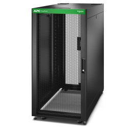 APC Easy Rack 600mm/24U/1000mm , tetővel, oldalsó panellel, görgőkkel, lábakkal és 4 konzollal, alj nélkül, fekete színű