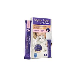 Happy Snack by Feliway krémes, relaxáló jutalomfalat, lazacos macskáknak 6 db
