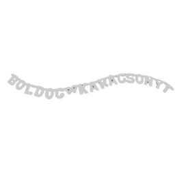 Boldog Karácsonyt feliratos füzér ezüst 170 cm