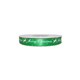 Karácsonyi szalag Merry Christmas zöld 10 mm X 23 m