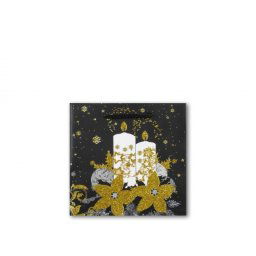 Ajándéktasak karácsonyi gyertya fekete/arany glitteres