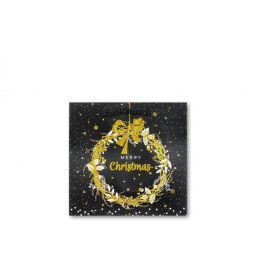 Ajándéktasak karácsonyi koszorú fekete/arany glitteres