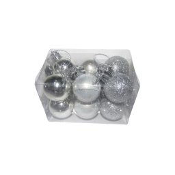 Karácsonyfadísz kis gömb ezüst 3 cm, 12 db/csomag