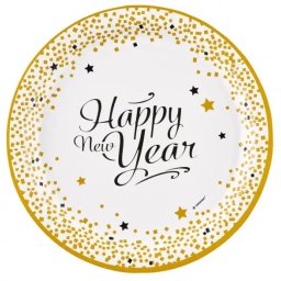Papírtányér Golden Wishes Happy New Year 8 db-os 23 cm