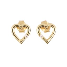 Egyköves szív bedugós fülbevaló 14k, 1,63 g