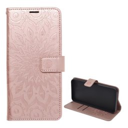Tok álló, bőr hatású (FLIP, oldalra nyíló, asztali tartó, kézpánt, mandala) ROZÉARANY Samsung Galaxy S25 FE (SM-S731)