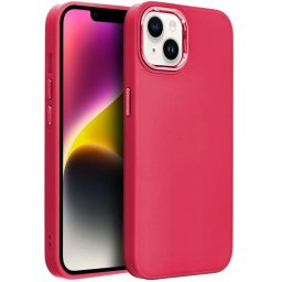 Apple iPhone 17, Szilikon tok, közepesen ütésálló, fémhatású kamera keret, Frame Case, magenta