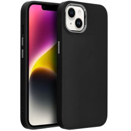 Apple iPhone 17 Pro Max, Szilikon tok, közepesen ütésálló, fémhatású kamera keret, Frame Case, fekete