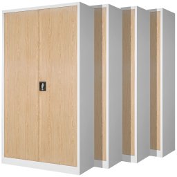 4er Set Aktenschrank C001 Metallschrank Stahlschrank Werkzeugschrank 185 cm x 90 cm x 40 cm weiß-holz