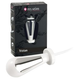 mystim Tristan - elektrostimulációs kúp dildó (fehér)