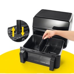 Gourmetmaxx Forrólevegős fritőz/ Airfryer Digitális Vario kétkamrás 9 literes 2700W fekete DS14349-L