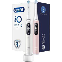 Oral-B iO Series 6 Duo White & Pink Sand elektromos fogkefe készlet, 5 üzemmód, AI, időzítő