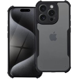 Apple iPhone 17 Pro Max, Szilikon tok, közepesen ütésálló, légpárnás sarok, akril hátlap, Anti-Drop Case, átlátszó/fekete