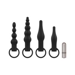 EasyToys - akkus anál vibrátor szett - 4 részes (fekete)