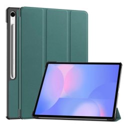 Tok álló, bőr hatású (aktív FLIP, oldalra nyíló, TRIFOLD, asztali tartó, ceruza tartó) SÖTÉTZÖLD Samsung Galaxy Tab S10 FE Plus WIFI (SM-X626), Galaxy Tab S10 FE Plus LTE (SM-X620)