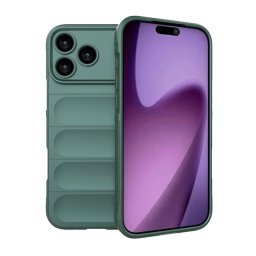 Szilikon telefonvédő (ütésállóság, kameravédő, 3D) SÖTÉTZÖLD Apple iPhone 17 Pro Max